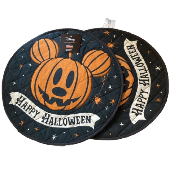 Disney Other - DISNEY MICKEY MOUSE Halloween Pumpkin Set of 2 Round Placemats 14.5 inches